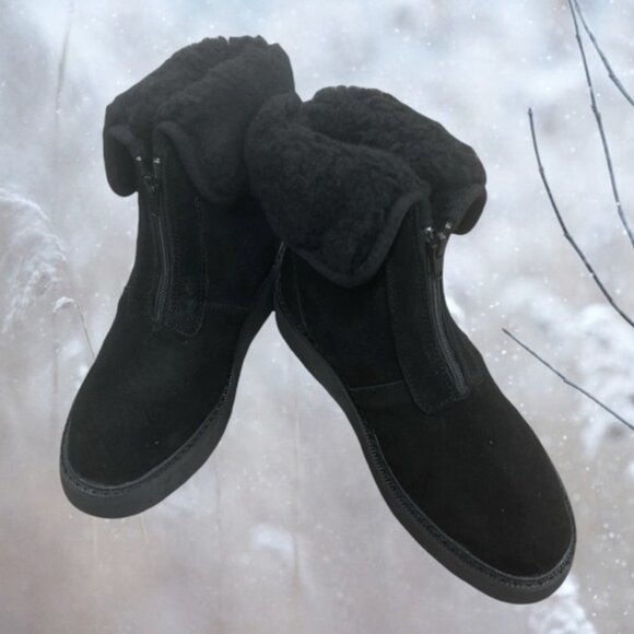 AUSSIE MERINO black suede and merino sherpa wool Amelia winter boots NIB 9.5 - Picture 13 of 14
